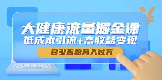 大健康流量掘金课，低成本引流+高收益变现，日引百粉月入过万