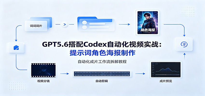 GPT5.6搭配Codex自动化视频实战：提示词角色海报制作，自动化成片工作流拆解教程