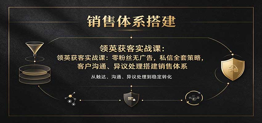 领英获客实战课:零粉丝无广告,私信全套策略,客户沟通、异议处理搭建销售体系