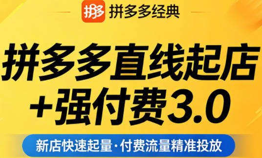 拼多多直线起店+强付费3.0，教你稳定起店、高效控投产、破解流量瓶颈（更新4月）