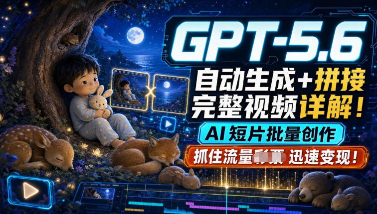 GPT-5.6自动生成＋拼接完整视频详解，AI短片批量创作，抓住流量迅速变现！