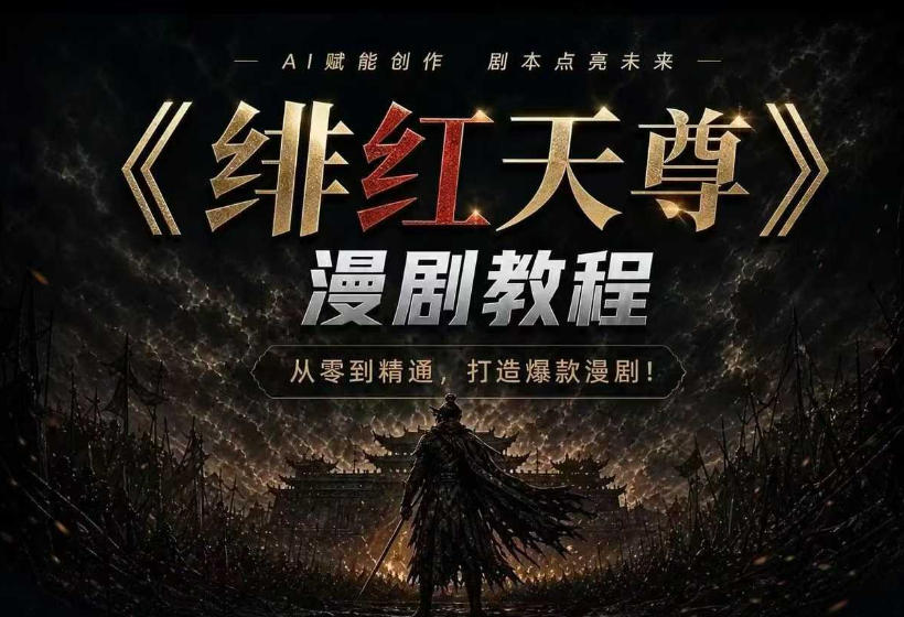 绯红天尊AI漫剧系统教程｜从零入门到精通，工具运用+剧本创作+爆款逻辑+提示词素材+镜头剪辑，全套爆款漫剧落地实战课
