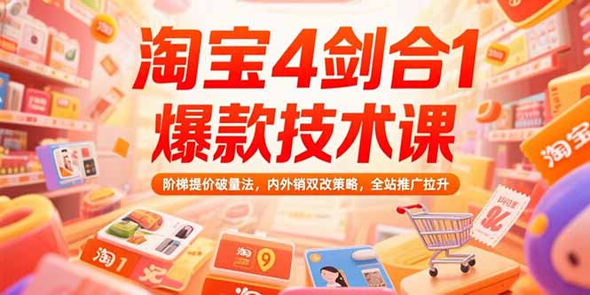 （15415期）淘宝4剑合1爆款技术课73期：阶梯提价破量法，内外销双改策略 全站推广拉升