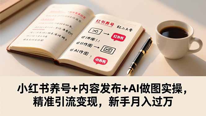 (16498期)小红书养号+内容发布+AI做图实操,精准引流变现,新手月入过万