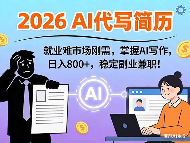 （17119期）AI代写简历，超暴利，用万能模板月入1-3万实战教程，2026年市场刚需！