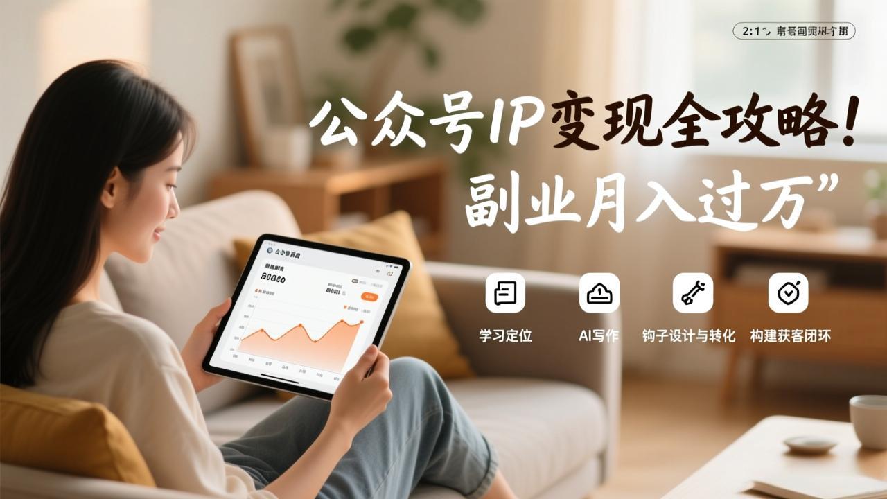 （17275期）公众号IP变现全攻略，学习定位、AI写作、钩子设计与转化，构建获客闭环，副业月入过万