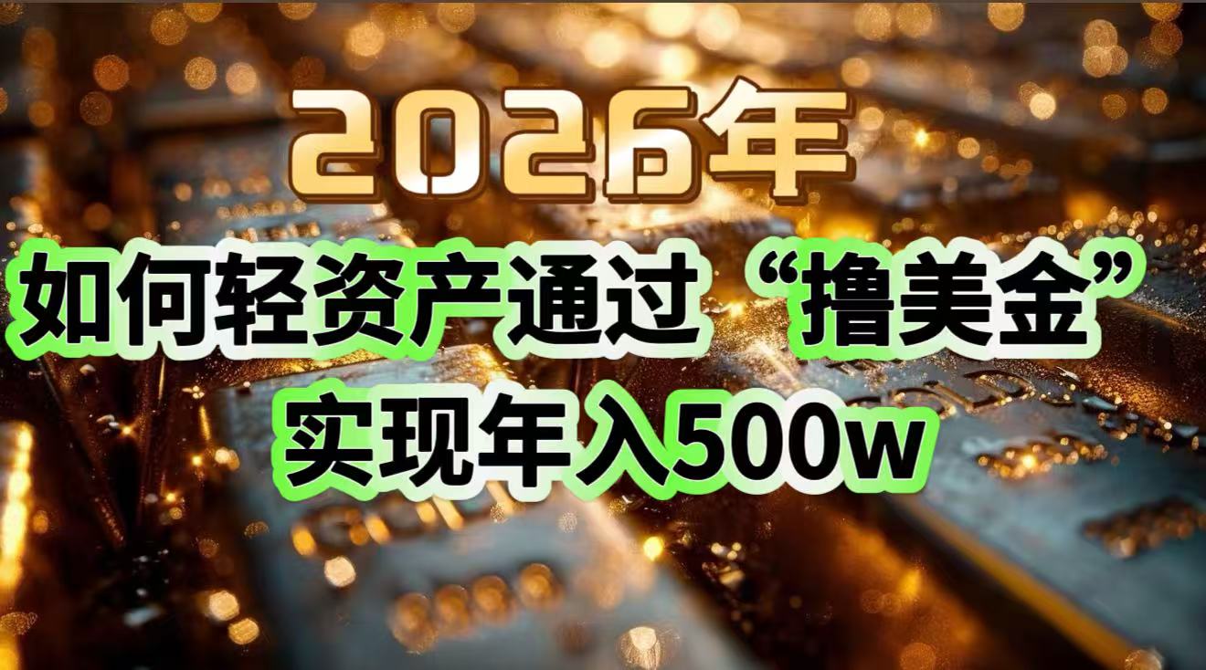 (17033期)2026年如何轻资产通过“撸美金”实现年入500w