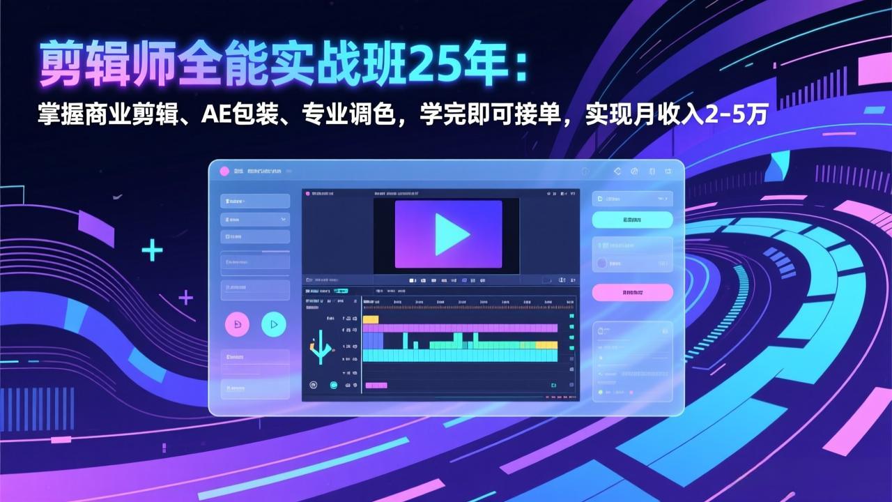 (17294期)剪辑师全能实战班25年:掌握商业剪辑、AE包装、专业调色,学完即可接单,实现月收入2-5万