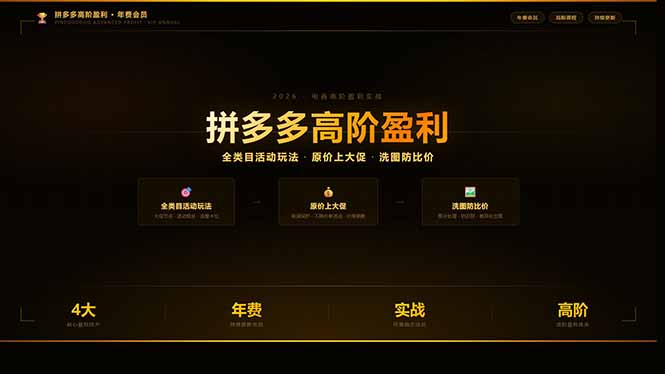 (17848期)拼多多高阶盈利年费会员(更新3月31):全类目活动玩法、原价上大促、洗图防比价等核心盈利技术