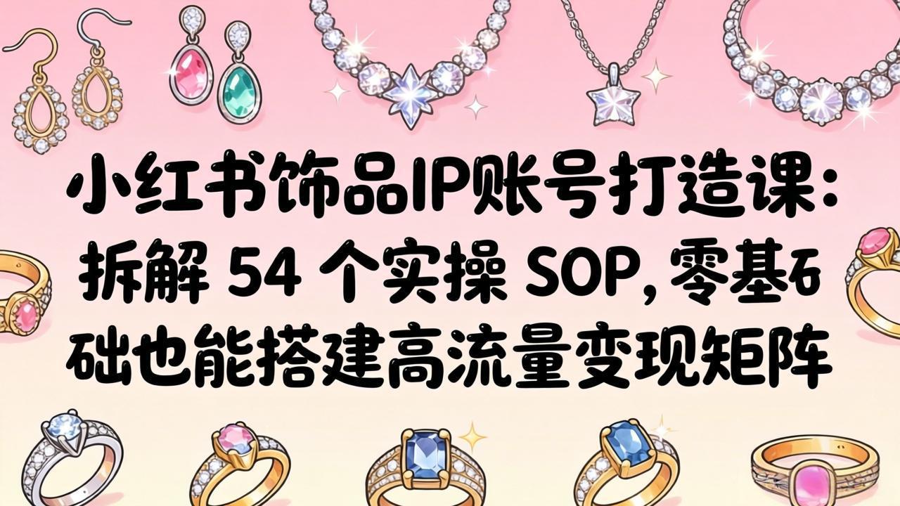 （18101期）小红书饰品IP账号打造课：拆解 54 个实操 SOP，零基础也能搭建高流量变现矩阵