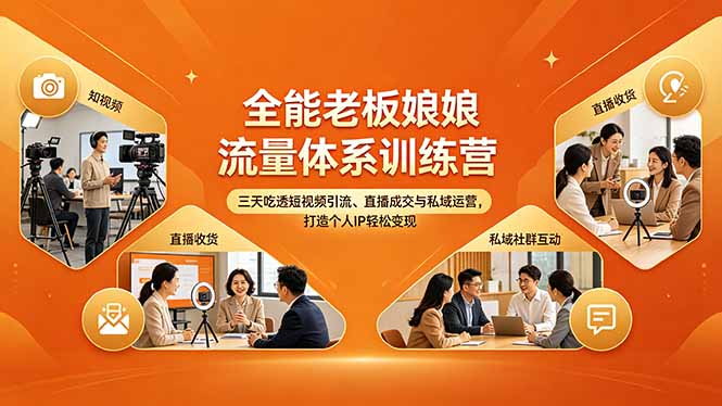 （18187期）全能老板娘流量体系训练营，三天吃透短视频引流、直播成交与私域运营，打造个人IP轻松变现