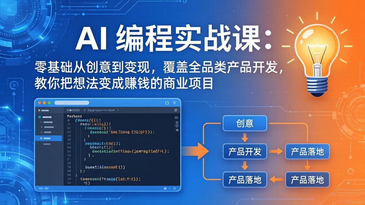 （18670期）AI编程实战课-第三期-5月更新：零基础从创意到变现，覆盖全品类产品开发，把想法变成赚钱项目
