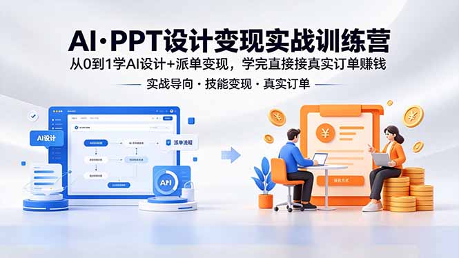 （18458期）AI·PPT设计变现实战训练营，从0到1学AI设计+派单变现，学完直接接真实订单赚钱