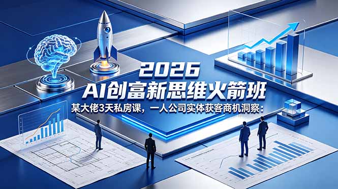 (18559期)2026 AI 创富新思维火箭班:某大佬3天私房课,一人公司实体获客商机洞察