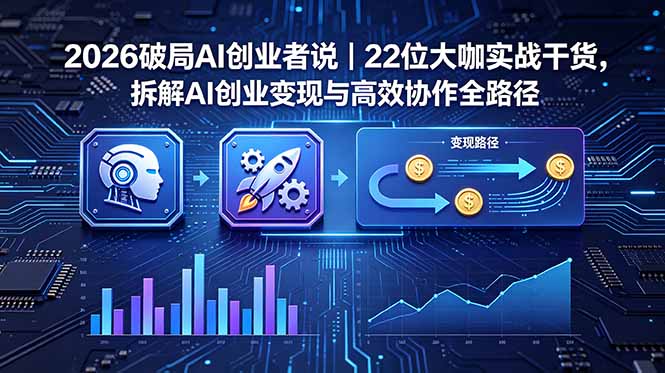 （18628期）2026 破局 AI 创业者说｜22 位大咖实战干货，拆解 AI 创业变现与高效协作全路径