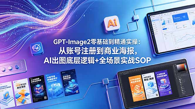 (18835期)GPT-Image2零基础到精通实操:从账号注册到商业海报,AI出图底层逻辑+全场景实战SOP