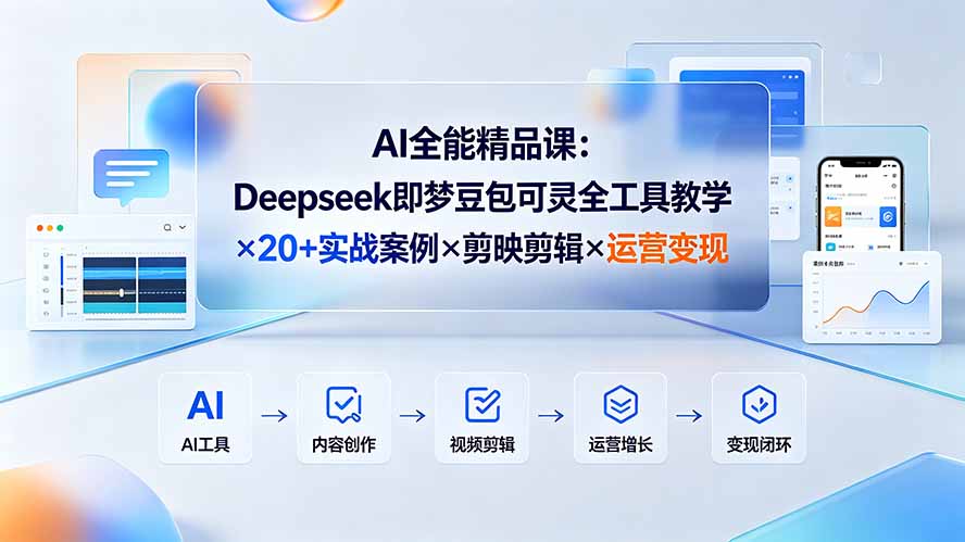 (19278期)AI全能精品课:Deepseek即梦豆包可灵全工具教学×20+实战案例×剪映剪辑×运营变现