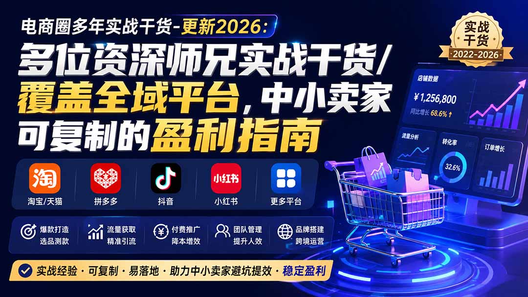 （20347期）电商圈多年实战干货-更新2026：多位资深师兄实战干货/覆盖全域平台，中小卖家可复制的盈利指南
