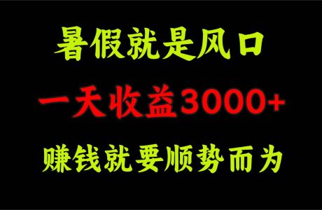 （11670期）一天收益3000+ 赚钱就是顺势而为，暑假就是风口