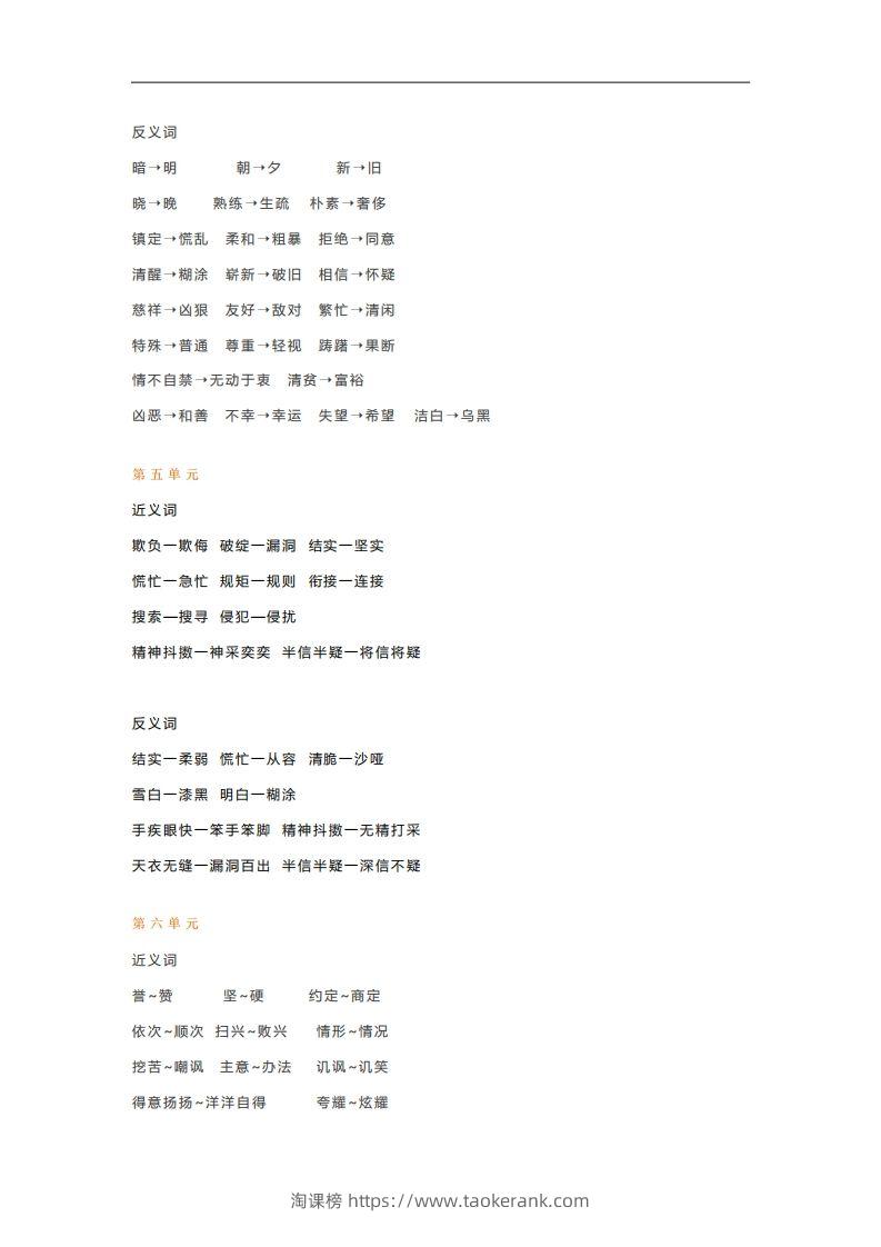 图片[3]-五年级语文下册近义词反义词汇总（部编版）-淘课榜