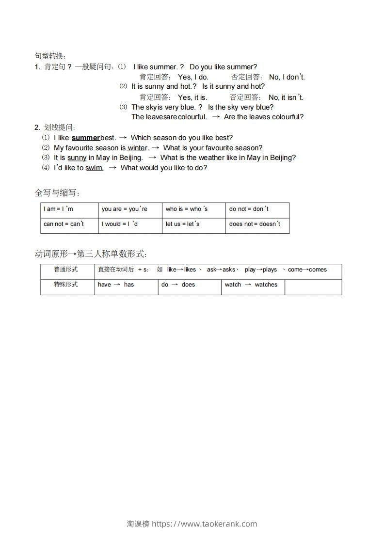 图片[3]-五年级英语下册小学知识点整理（人教PEP版）-淘课榜