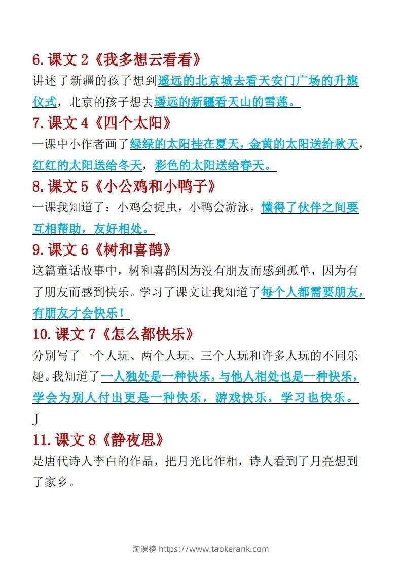 图片[2]-一年级下册语文重点考点汇总（复习必备）-淘课榜