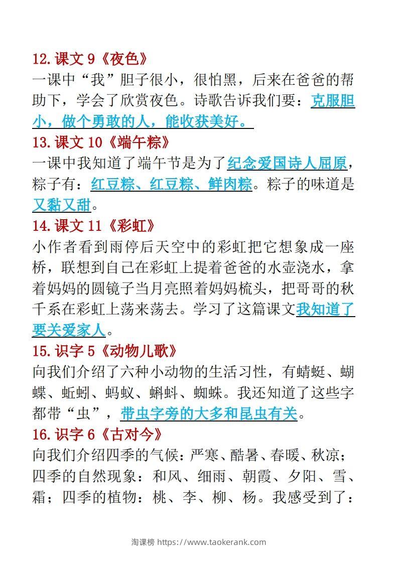图片[3]-一年级下册语文重点考点汇总（复习必备）-淘课榜