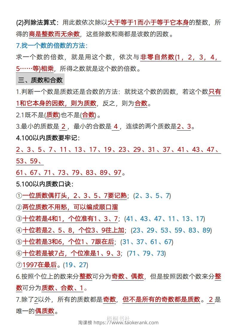 图片[2]-数学五年级下册必背知识点汇总-淘课榜