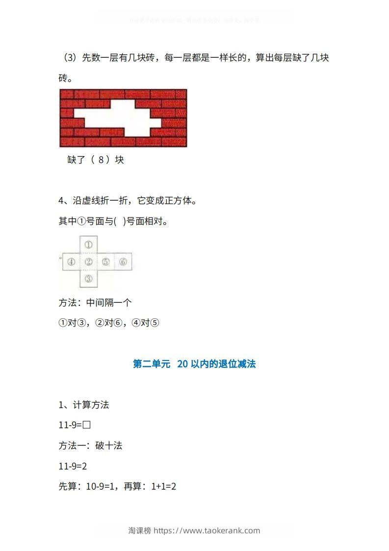 图片[2]-人教版1年级数学下册知识点1-4单元-淘课榜