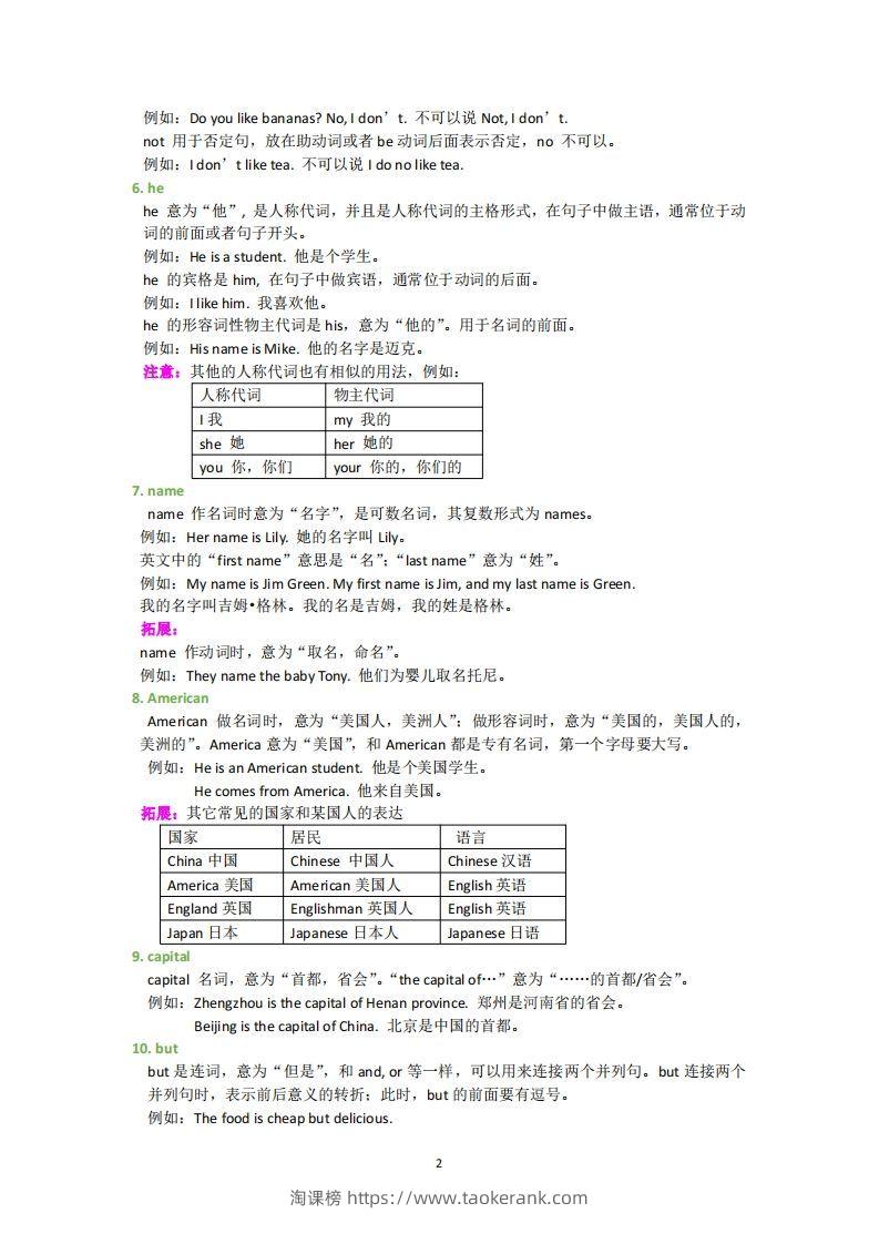 图片[2]-外研版英语七年级上册知识点汇总-淘课榜