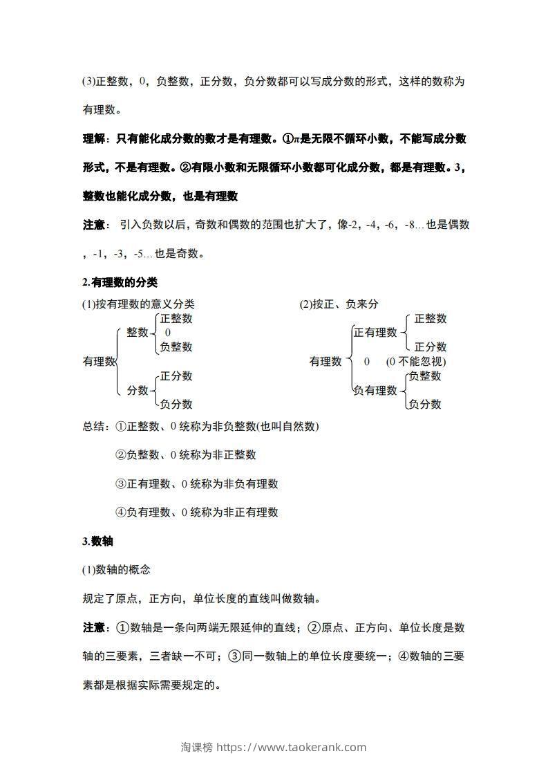 图片[2]-1..人教版七年级上册数学知识点总结-淘课榜