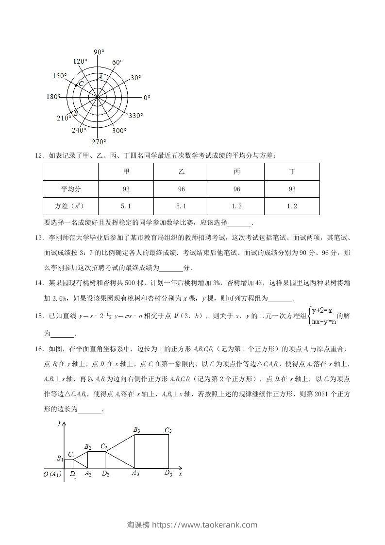 图片[3]-2020-2021学年辽宁省锦州市八年级上学期期末数学试题及答案(Word版)-淘课榜