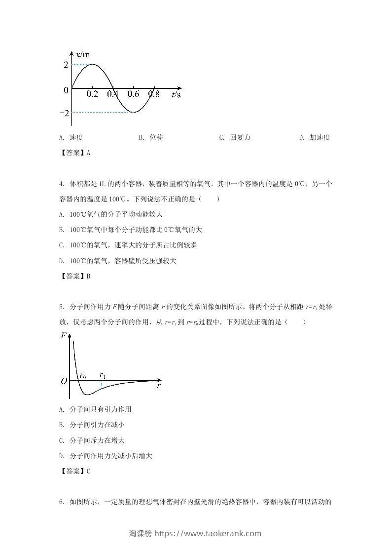 图片[2]-2020-2021年北京市昌平区高二物理下学期期末试题及答案(Word版)-淘课榜