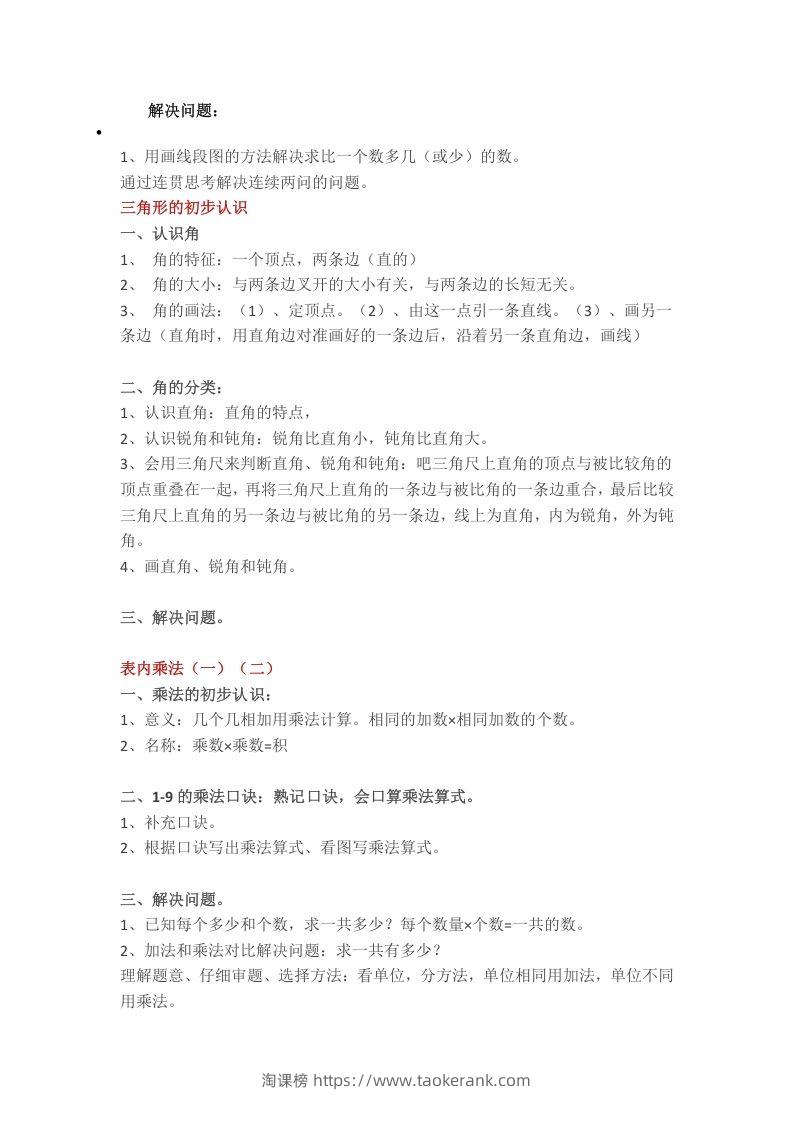 图片[2]-【数学重点知识点汇总预习】二上沪教版-淘课榜