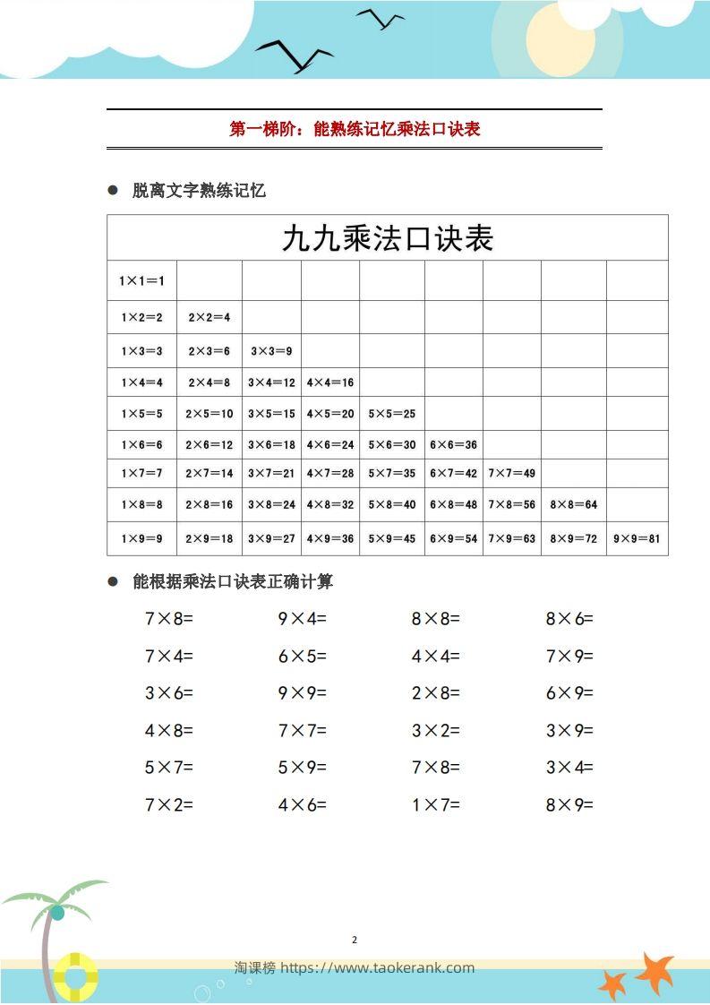 图片[3]-二上数学乘法口诀表识记攻略-淘课榜