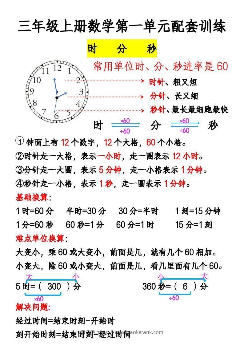 三年级上册《数学时分秒应用题》-淘课榜