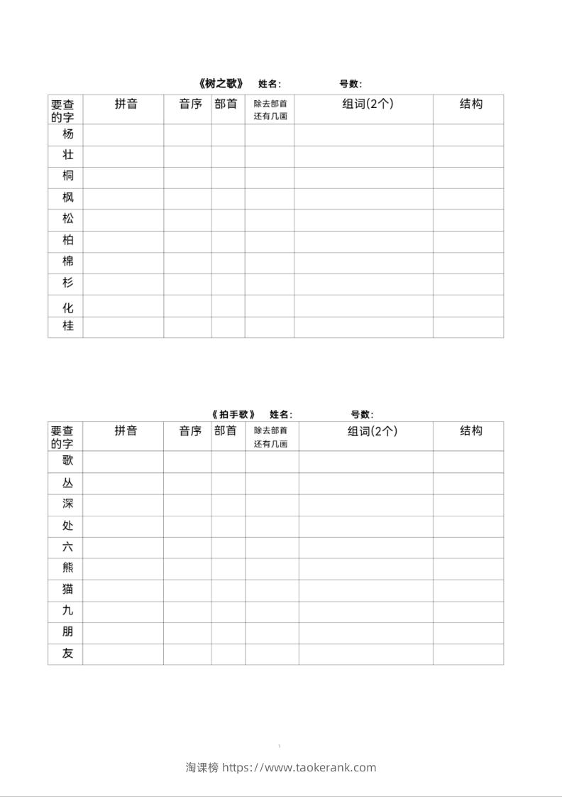 图片[3]-二年级上册语文查字典专项练习-淘课榜