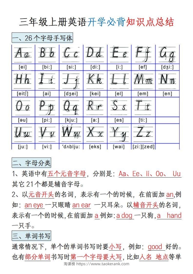 三上英语知识点归纳总结（全国通用版）-淘课榜