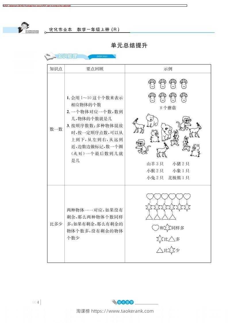 一上数学_1单元知识总结-淘课榜