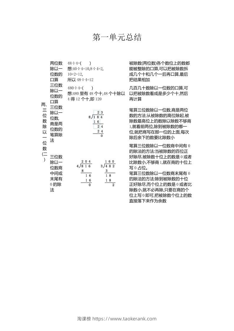 三下青岛版数学全册重点-淘课榜