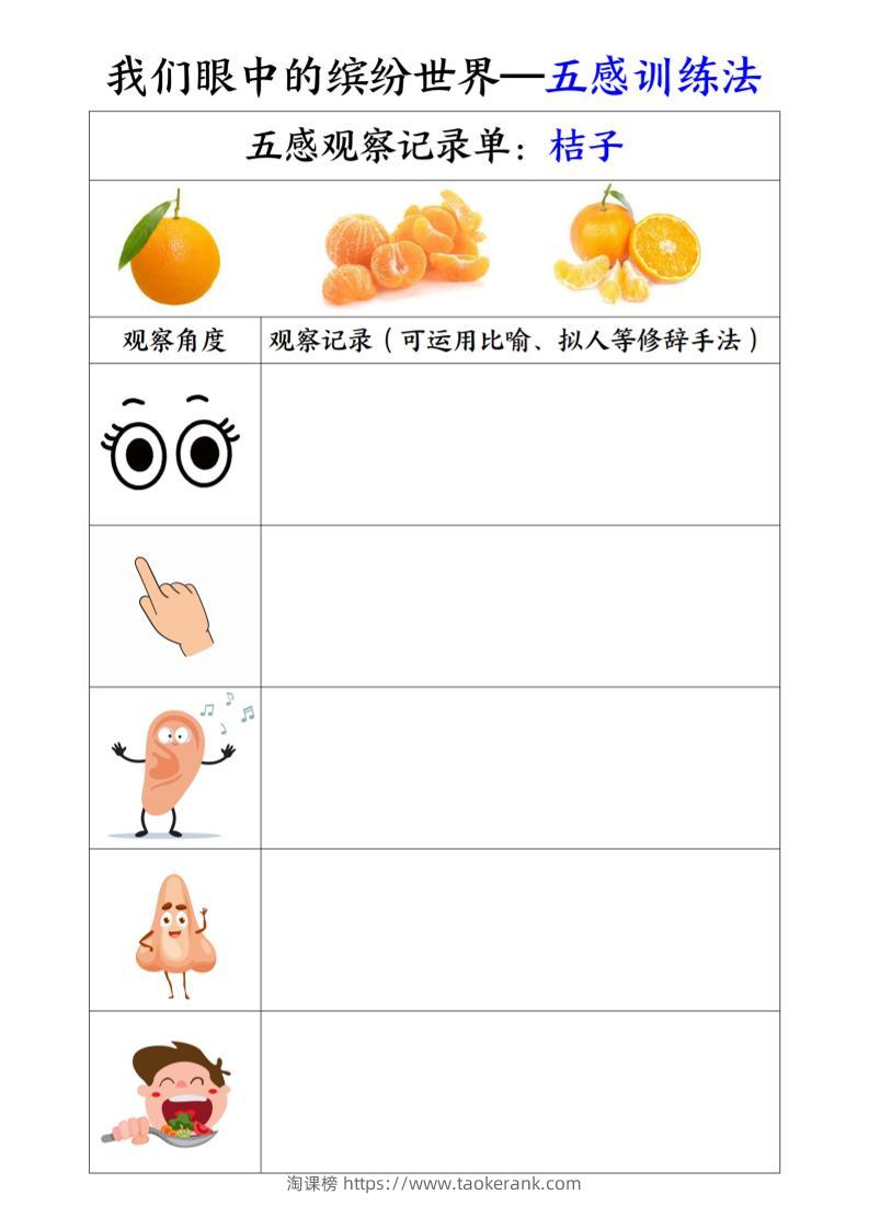 三上语文-第五单元五感训练法-淘课榜