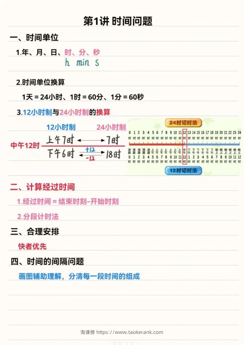 三年级上数学重点思维知识点汇总-淘课榜
